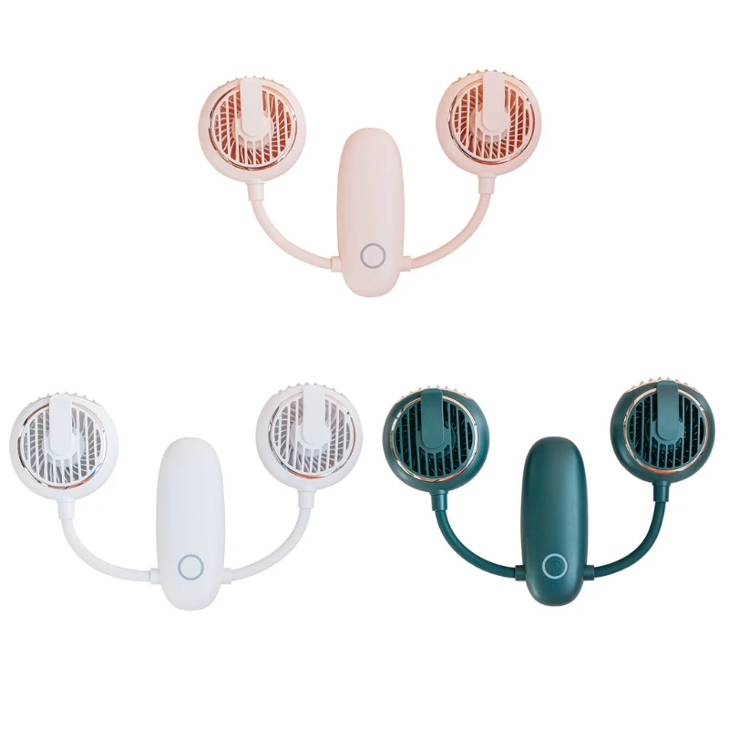 

D0AB Portable Hanging Neck Fan with Dual Wind for Head Hands 3 Speeds Air Cooler
