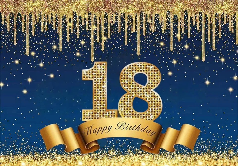 Decorazioni Compleanno 18 Anni Oro E Nero - Sfondo In Poliestere 185x110 Cm, Per Feste E Foto - Foto 5