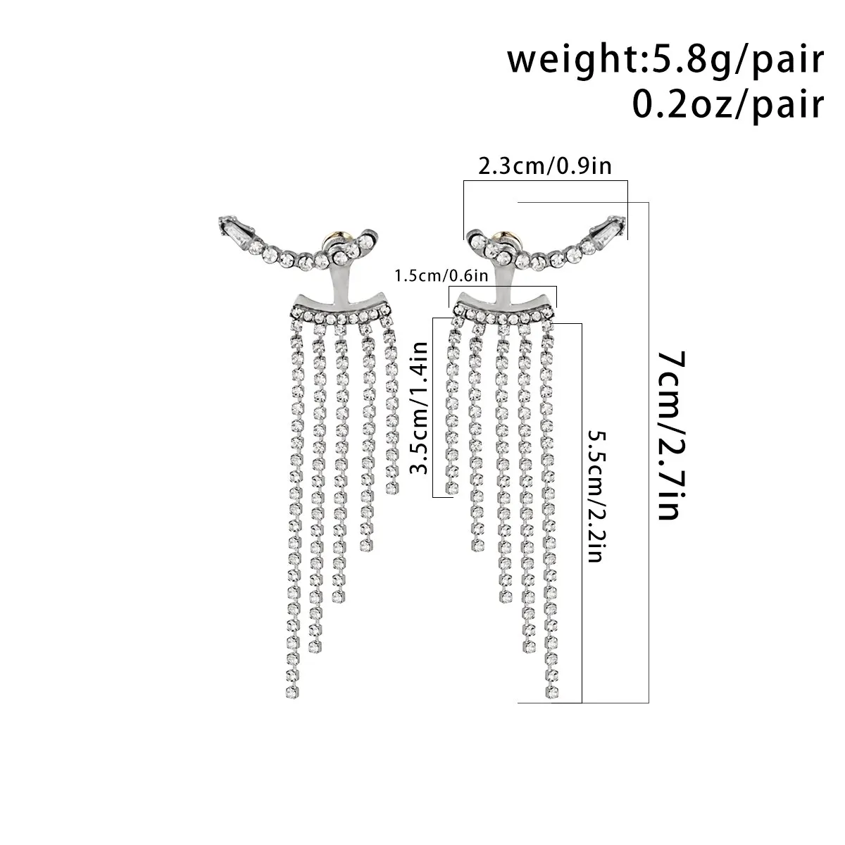 Korean Full Rhinestone Long Tassel Drop Earrings for Women Exquisite Luxury Zircon Crystal Earrings Female Jewelry