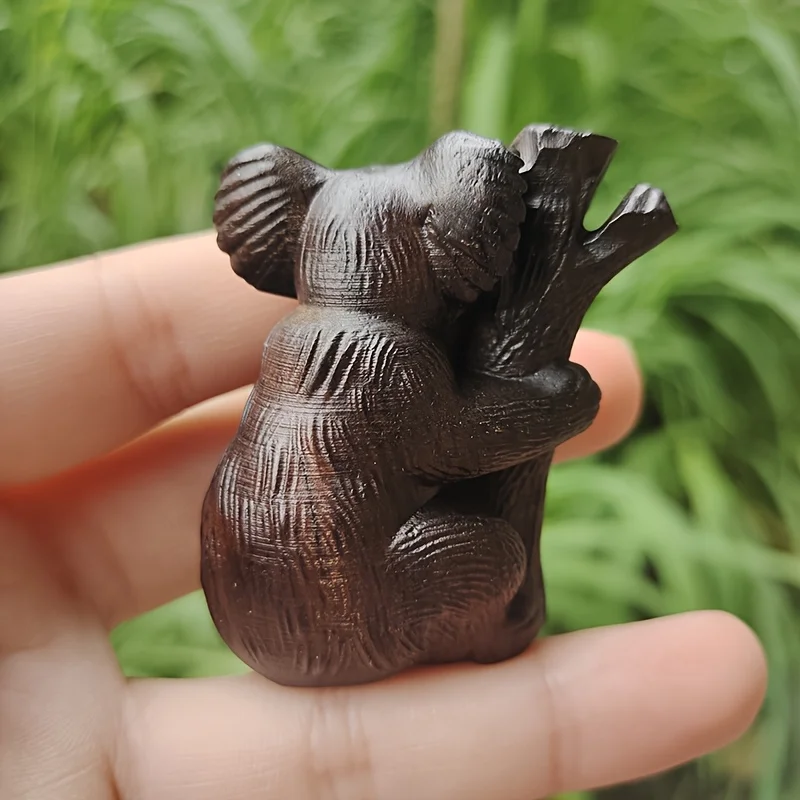 Charming Rounded Koala Sculpture - Handcrafted Solid Wood with 3D Texture, Perfect Decorative Accent
