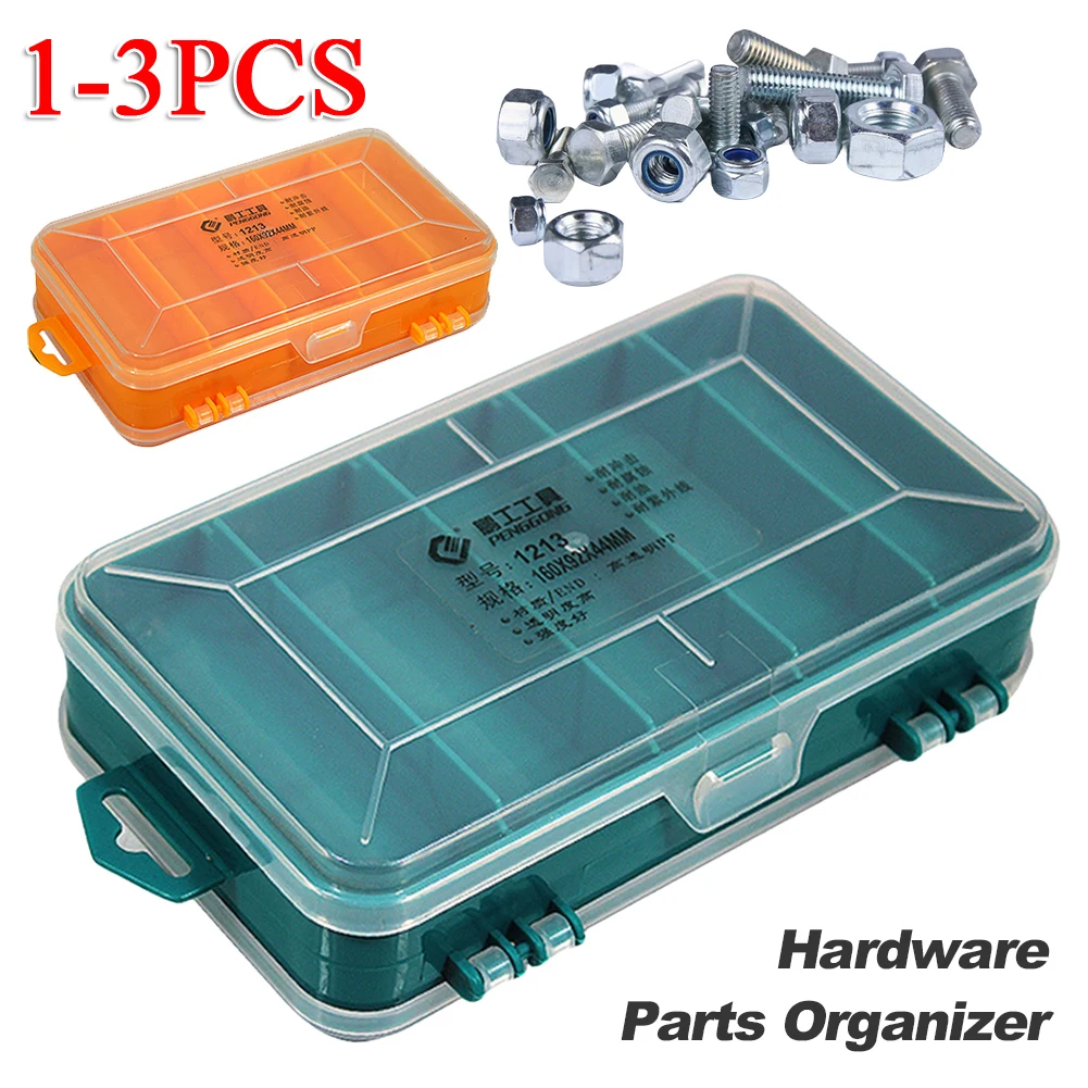 Double-Side Hardware Organizer Box Multifunctional Plastic Tool Organizer Compartment for Nuts Bolts Screws Nails Small Hardware tool storage box,parts storage box,plastic tool box,storage organizer box,parts organizer,screwdriver storage box