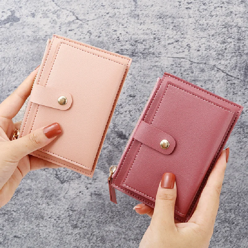 

Women Men ID Card Holder PU Zipper Small Coin Purse Credit Card Holder Solid Color Business Card Case Business Card Holder