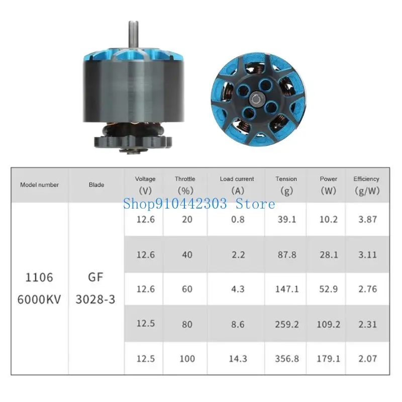 652F 6000KV 브러시리스 드론 모터 1106 안정적인 FPV 레이싱 및 전문 드론용 프리미엄 금속 빌드 직경 14.8mm