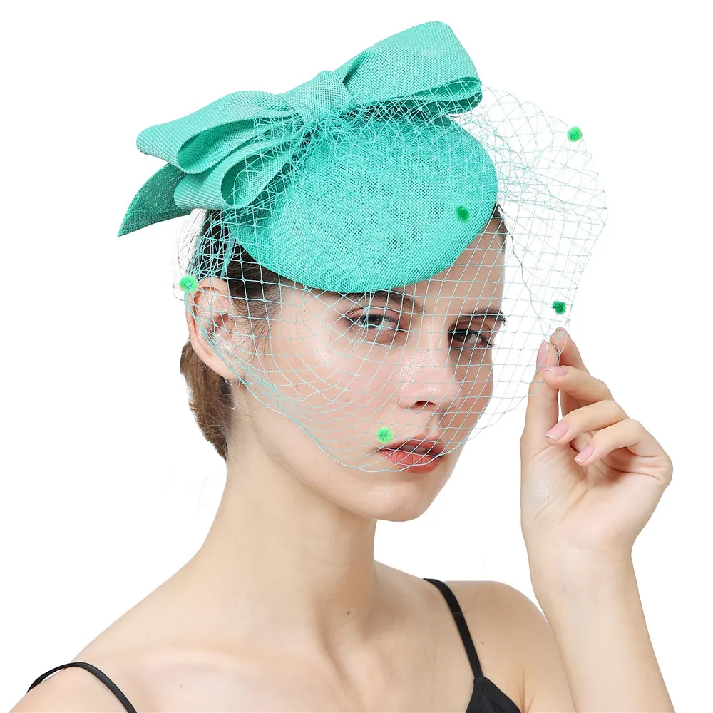 

Bride Wedding Hats Fascinator Bow Fashion Hair Accessories Women Party Occasion Headpiece With Mesh Headwear Hairpin Millinery