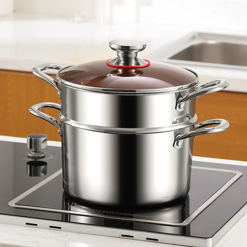 Versatile Steamer Basket Thickened 304 Stainless Steel Soup Pot with Holes Draining Household Kitchenware Kitchens Utensils