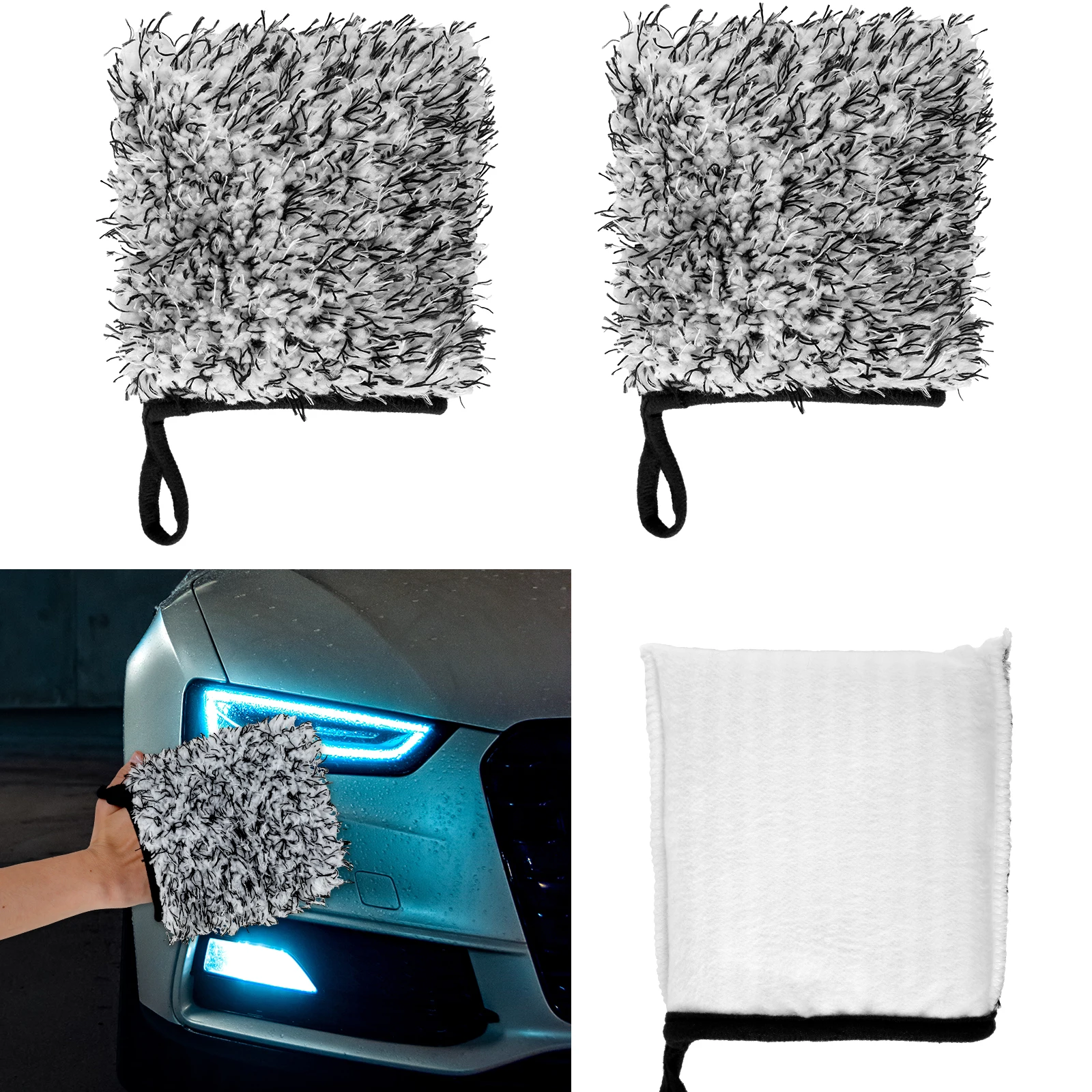 6/2Pcs Car Wash Gloves Towel Wheel Mitt Microfibre Anti-scratch Cleaning Mitt Car Supplies Detail Washing Tools Auto Accessory