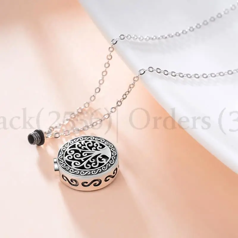 New Powder Urn Necklace Tree Urn Necklace For Ashes Cremation Keepsake Memorial Pendant Jewelry