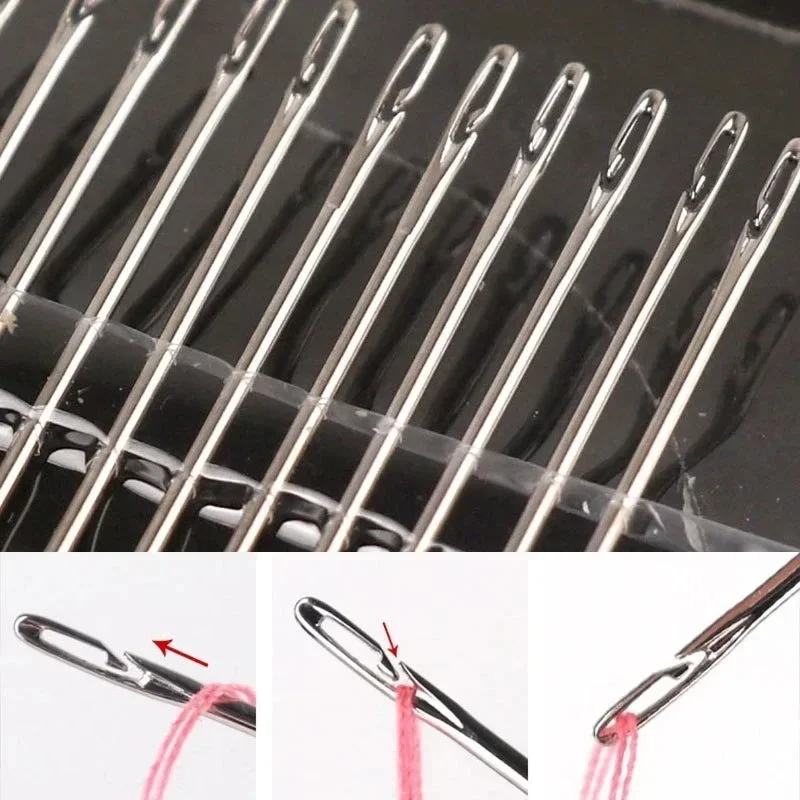 Description Picture 6 of item12/30Pcs Side Hole Blind Sewing Needles Stainless Steel Elderly Needles Hand Sewing Stitching Pin DIY Home Self Threading Needle