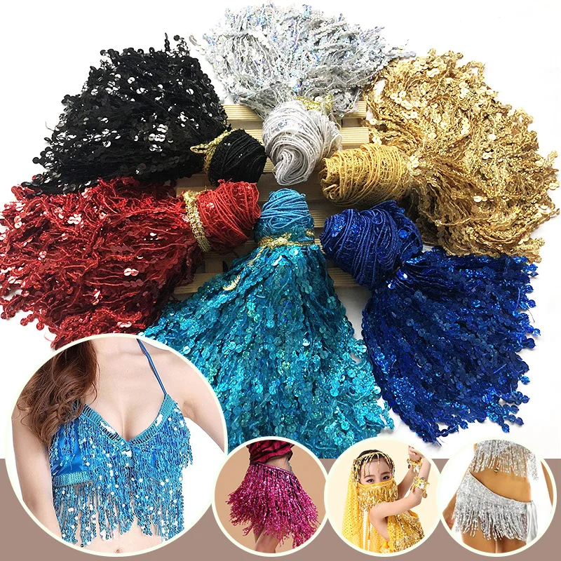 

6.5 Yard Holographic Sequins Tassel Fringe 20cm Curtain Decor Lace Trims Tassels DIY Latin Dance Dress Accessories Patchwork