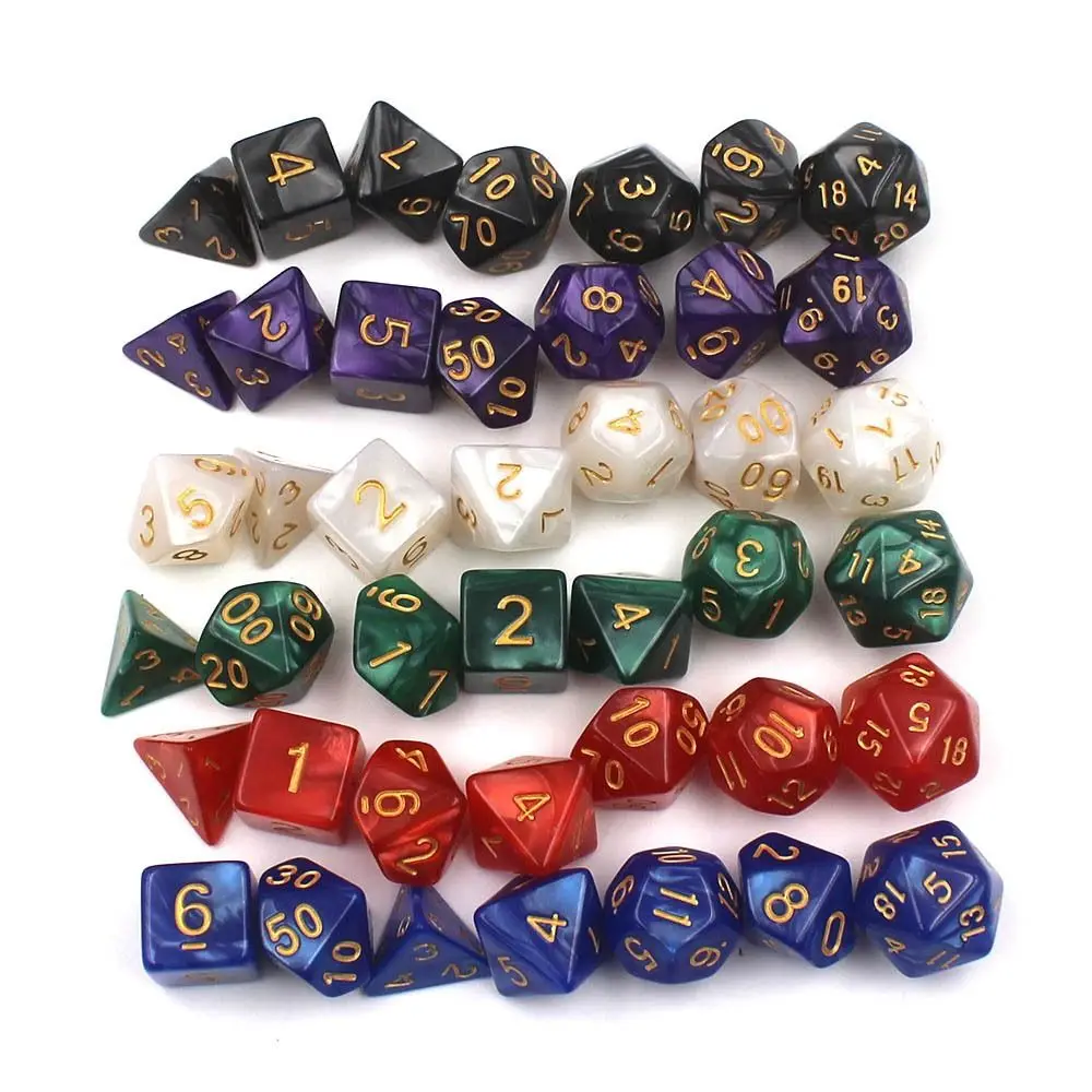 

7Pcs/set 7-Die DND Dice Multifaceted Party Game Table Game Game Dice Acrylic D4 D6 D8 D10 D12 D20 Polyhedral Dice TRPG DND