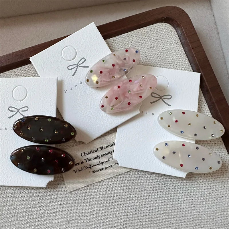 2 teile/satz Acetat Haar Clips Bunte Kristall Strass Barrettes Seite Pins Süße Elegante Kleine Größe Haarnadel Frauen Haar Zugriffs – Detail 3