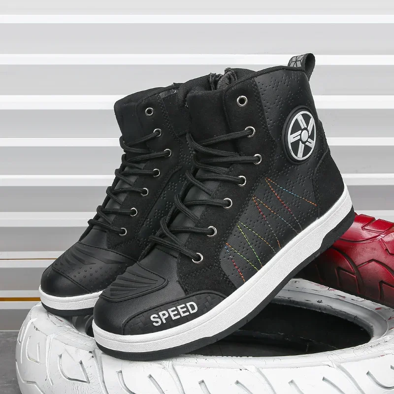 Breathability Anti Slip Wear-resistant Motos Protective Boots Motocross Racing Riding Shoes Men's Leather Motorcycle Shoes