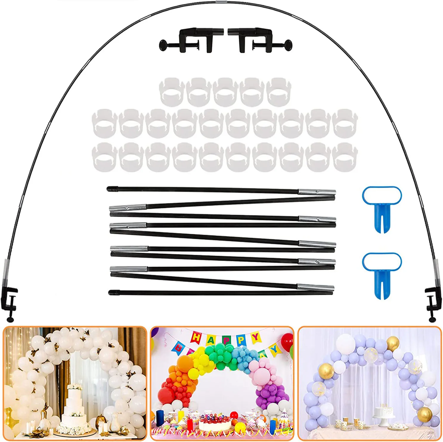Table Balloon Arch Kit High Strength Glass Fiber Pole for DIY Party Wedding Birthday Baby Shower Festival Christmas Decoration
