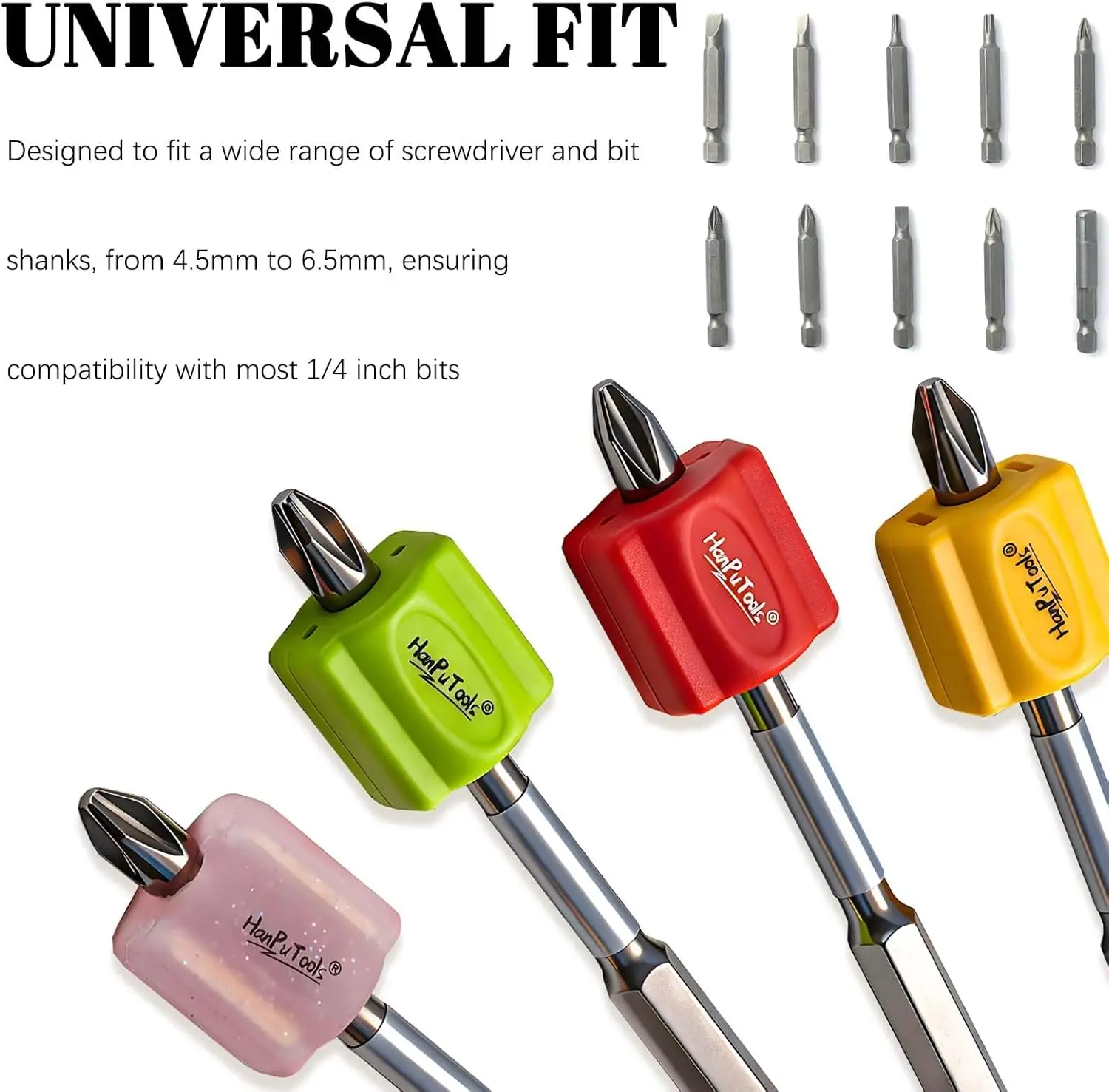 Magnetic Anti-Slip Silicone Screw Ring with Fast-acting Magnetizer/Demagnetizer Function for Screwdrivers and Power Bits