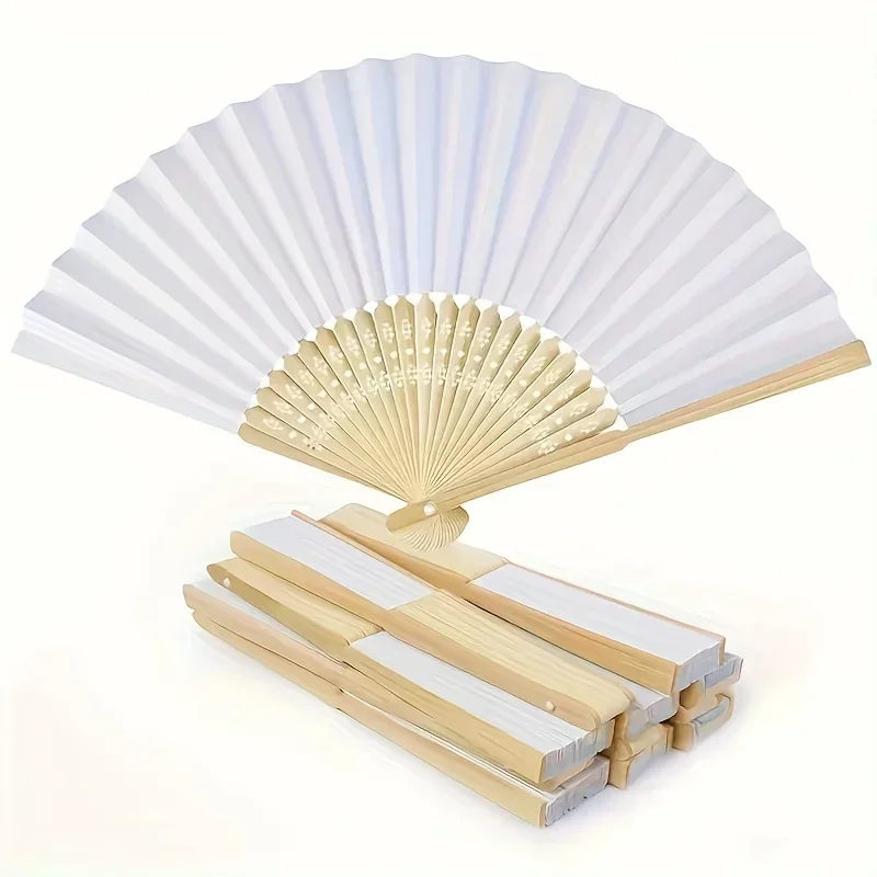 Foldable Paper Fans 1/10pcs DIY Portable Bamboo Design for Wedding Birthday Party Decor Gifts Home Room Accent portable fan folding fan hand fan