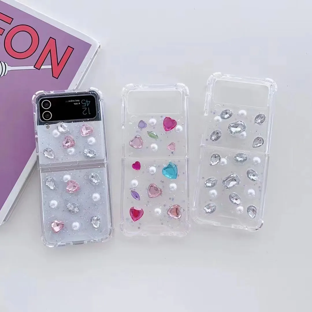 Colori Diamond Jelly Phone Case Per Samsung Z-Flip 3 Flip4 Split Type Full Cover Skinny Shell Body Protection