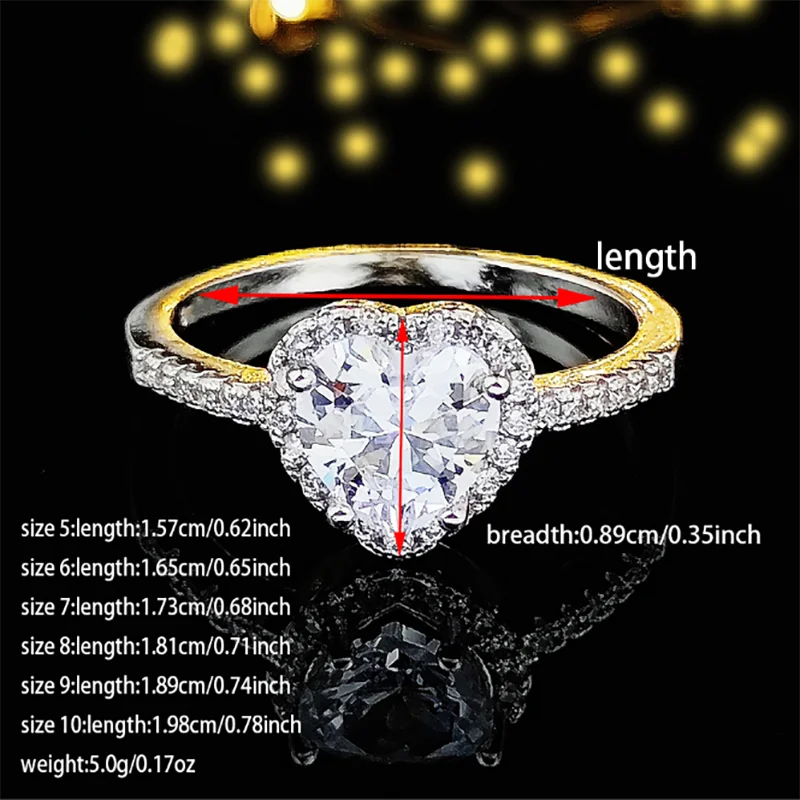 Silver Ring Heart Shape Silver Cute Fashion Promise Ring for Women Girl Party Gift Finger Items Korean R1707