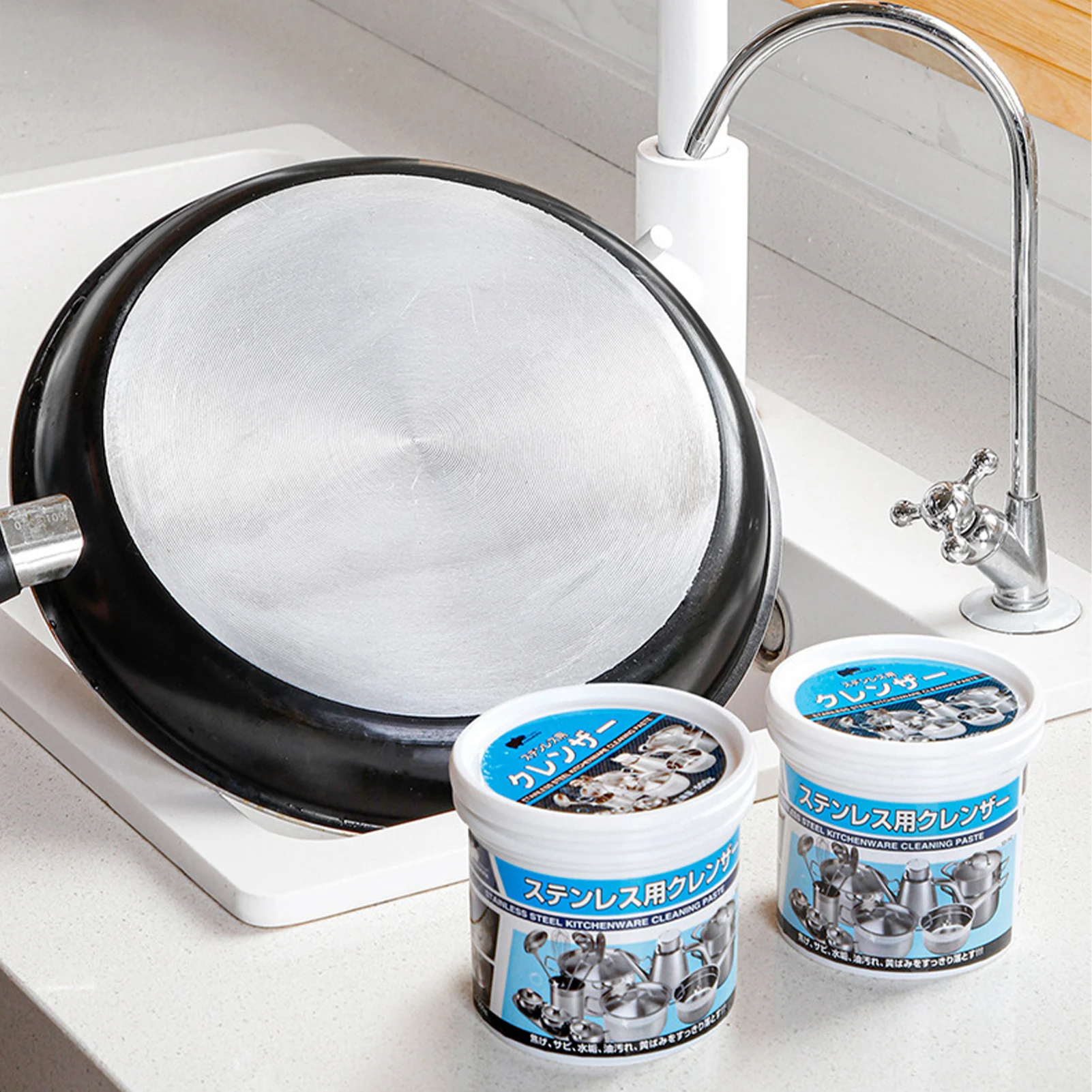 500g Stainless Steel Cookware Cleaning Paste Household Kitchen Cleaner Washing Pot Bottom Scale Strong Cream Detergent