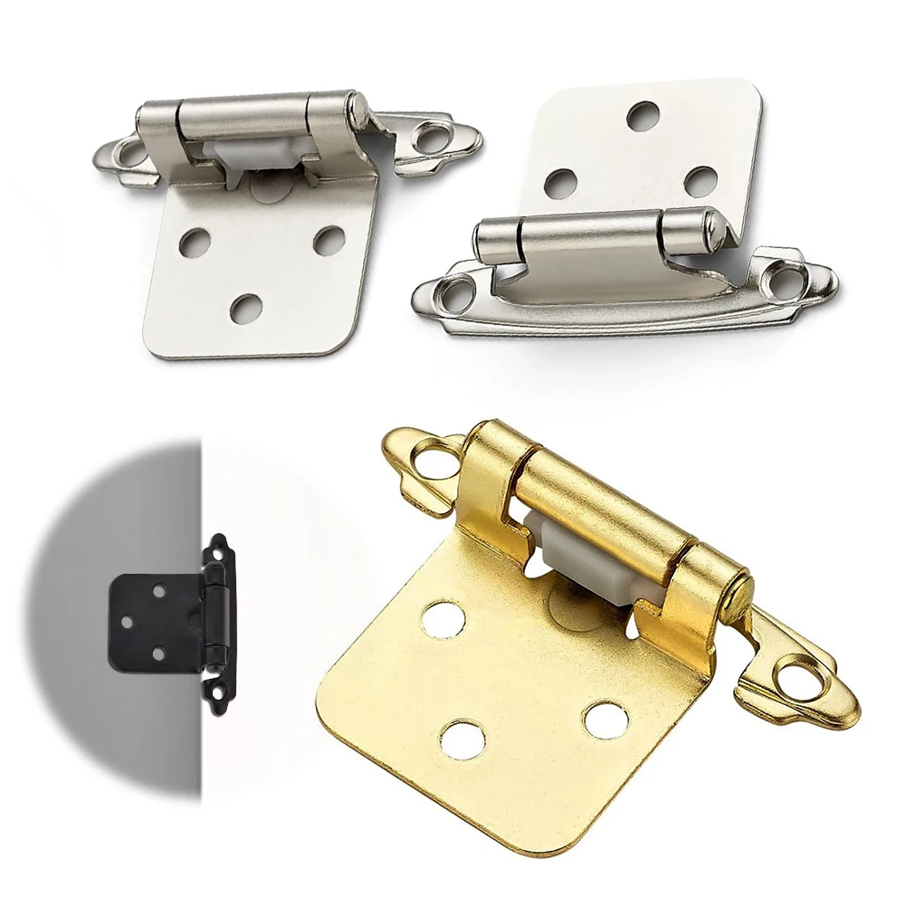 Self Closing Door Hinge Metal Self Closing Cabinet Hinge Overlay Flush Cabinet Hinge for 1/2in Overlay Cupboard Door
