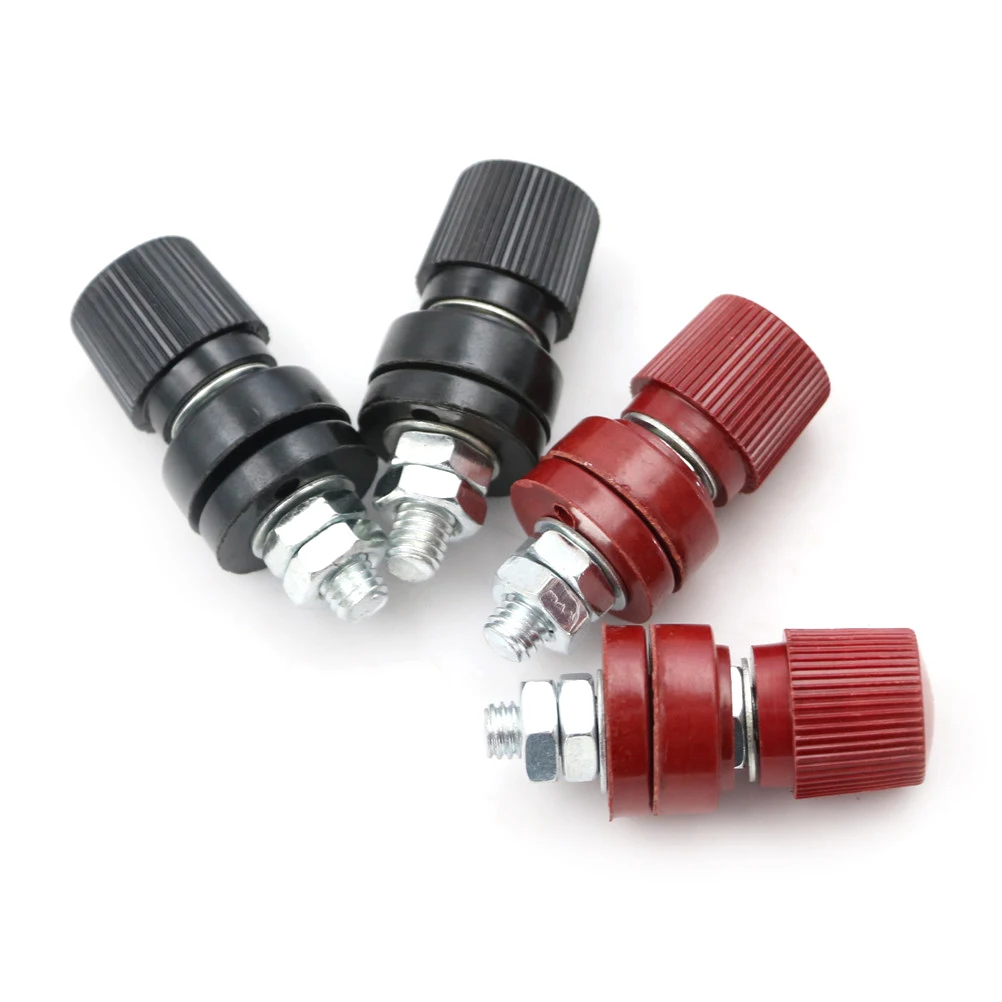 4pcs Terminals Binding Post Terminal 6mm Screw M6 Power Supply (2 Red + 2 Black) electrical terminals