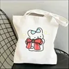 Cute Line Animals Printed Shopping Bag Graphic Shoulder Bags Female Large Capacity Handbags Students Girls Printed Casual Totes 3