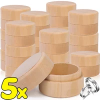 1-5pcs Wood Handmade Jewelry Box Small Round Wooden Storage Box Jewelry Rings Earrings Necklaces Storage Container Case With Lid 1