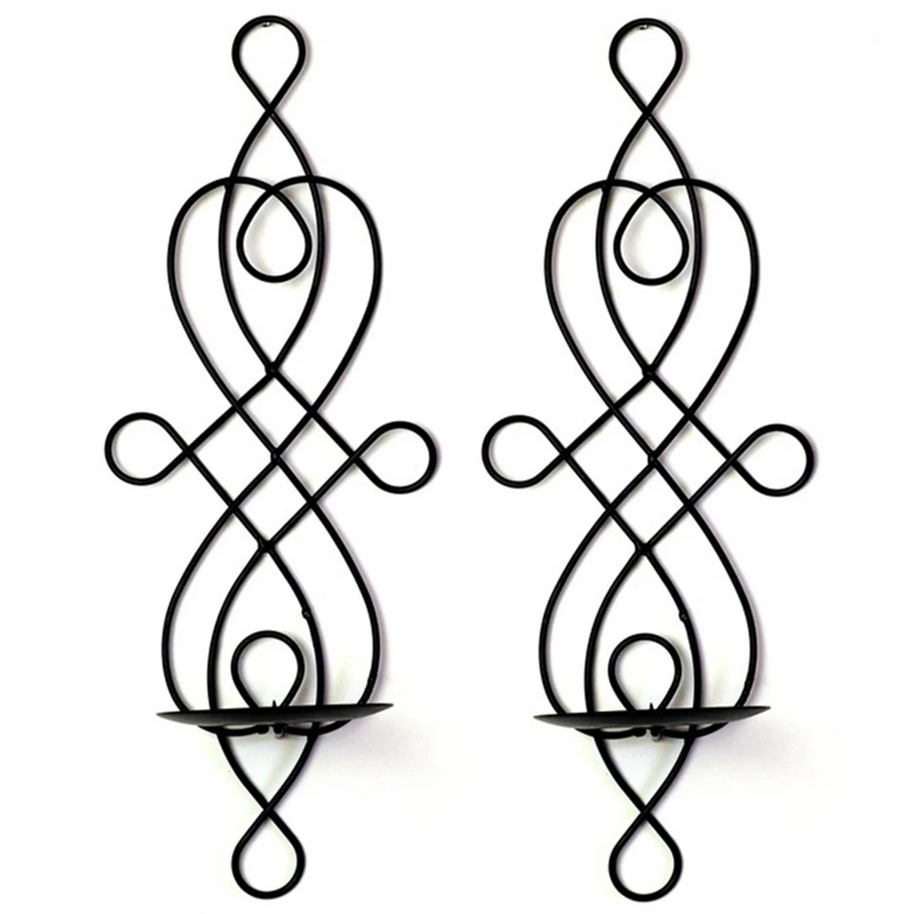 2pcs Iron Wall Hanging Candle Holder Metal Party Wedding Home Dinner Decoration Candlestick Pastoral Vintage Candle Stand