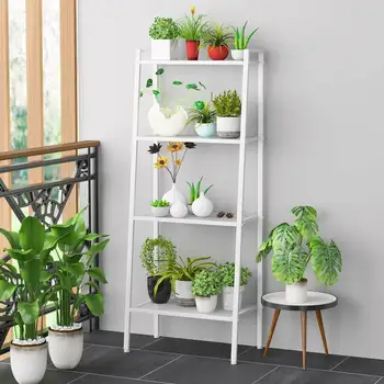 Ladder Shelf 4-Tier Bookshelf Plant Flower Stand Storage Rack 1