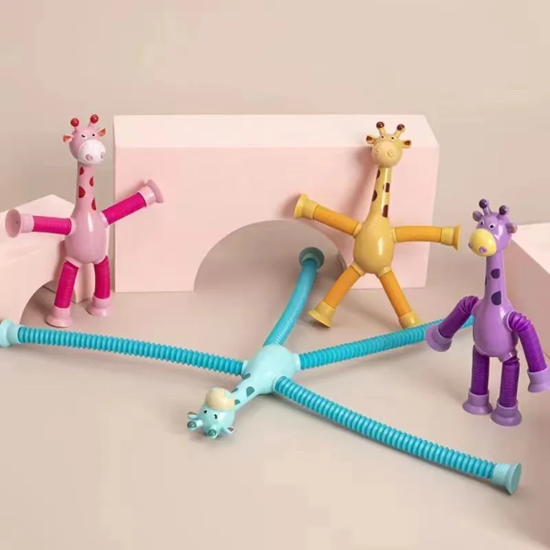 

Children Suction Cup Telescopic Tube Giraffe Variety Shape Luminous Stretch Giraffe Educational Decompression Toy Boy Girl Gifts