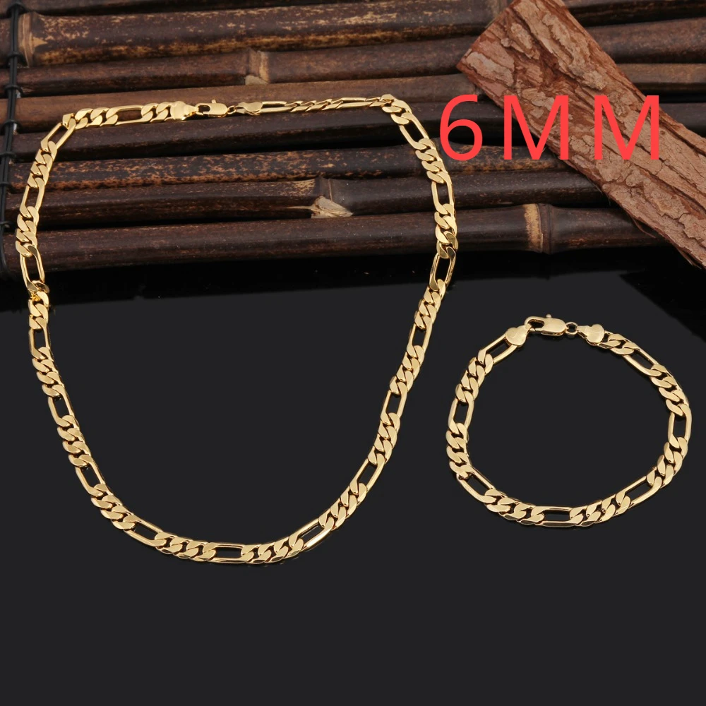 Hot popular 925 Sterling Silver 18K Gold noble 6MM Geometry Bracelets Neckalce Jewelry Sets for Women Men Fashion Gifts Wedding 2