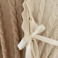 Gilet tricoté pour filles, nouvelle collection printemps et automne 2021, gilet sans manches palmés pour filles coréennes, haut à la mode pour bébé de 1 à 7 ans 5