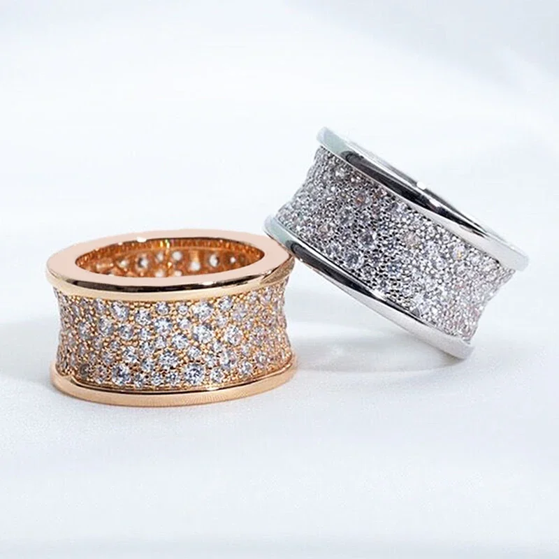 

SFE High Quality 925 Sterling Silver Wide Edition Full Diamond Small Waist Ring Feminine Luxury Jewelry Valentine's Day Gift
