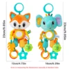 Soft Hanging Crinkle Squeaky Sensory LearningToy Stroller Car Seat Crib Travel Plush Animal Wind Chime with Teether Boys Girls 6