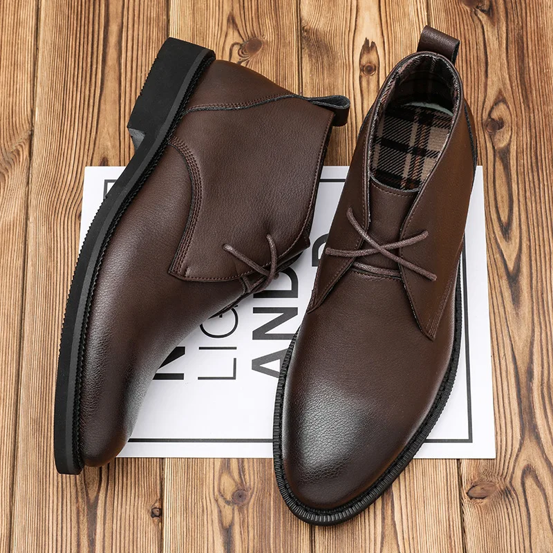 mens casual business office formal dress chelsea boots shoes genuine leather boot black ankle botas hombre chaussure