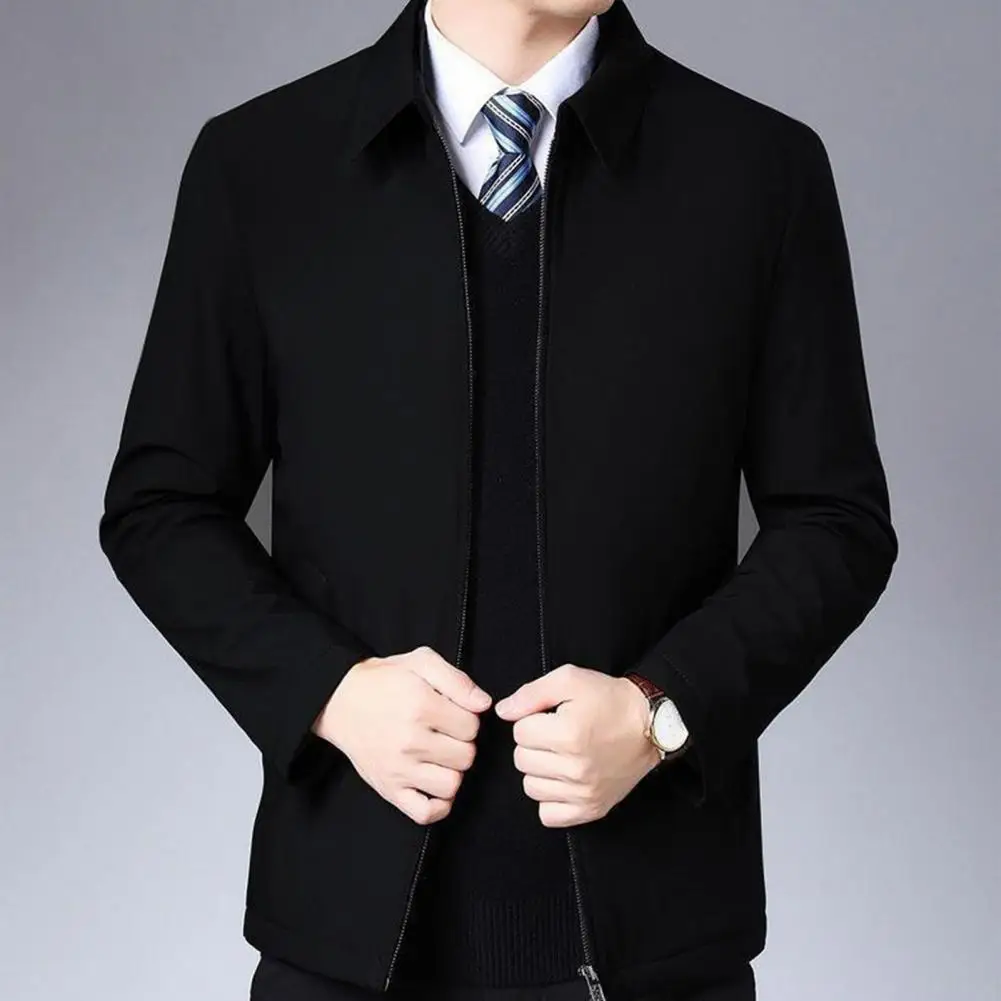 

Men Spring Jacket Stylish Men's Suit Coat Business-ready Zipper Placket Anti-wrinkle Long Sleeve Jacket for Spring Fall Men Suit
