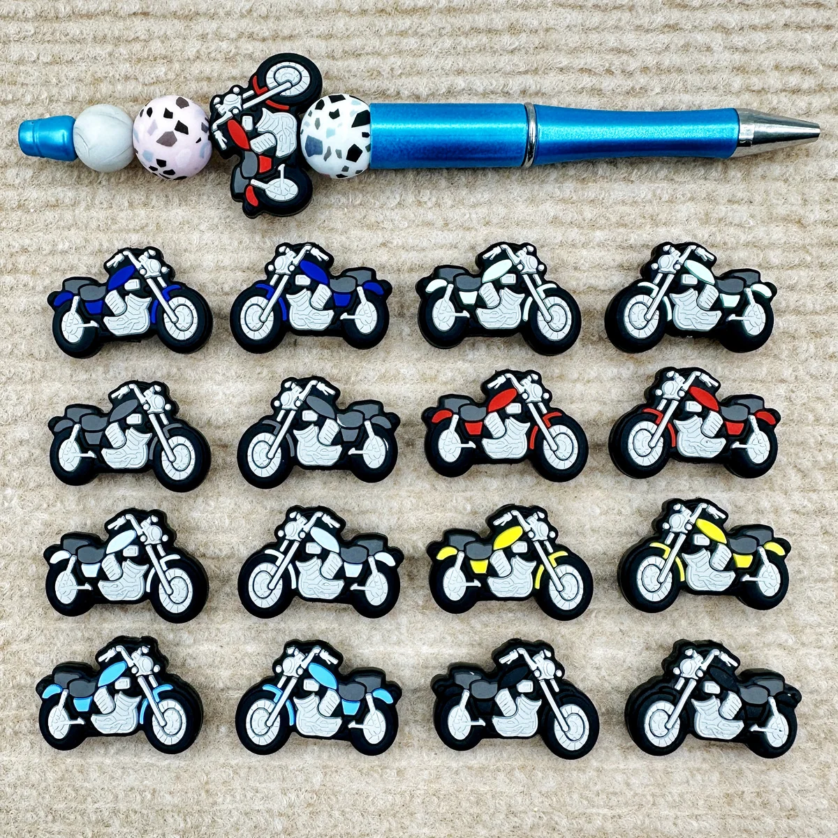 10PCS New Silicone Motorcycle Focal Beads Baby Chewing Toys Pendant Bead DIY Nipple Chain Jewelry Accessories Kawai Gifts