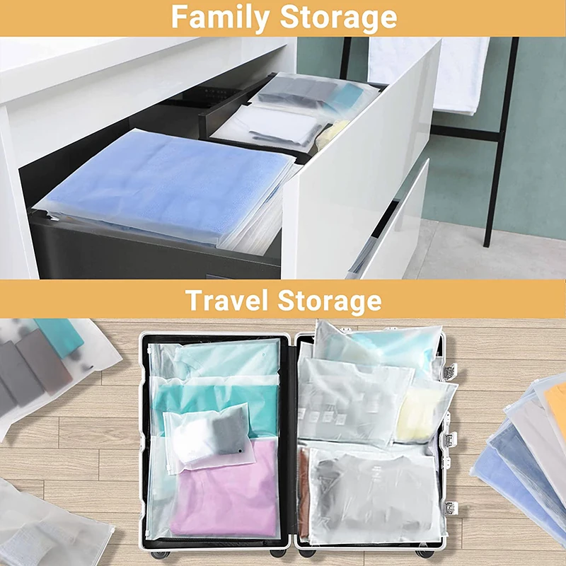 Zip Lock Bags 10PCS Travel Frosted Ziplock Bag PE Storage Bag Plastic Zipper EVA Translucent Ziplock Waterproof Packaging