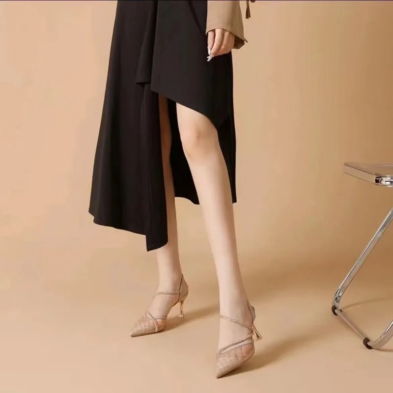 Women's Sandals Diamond Thin Heels Ladies Shoes Rhinestones Stiletto Pointed Toe For Party And Weddings Premium Low Price - Image 5