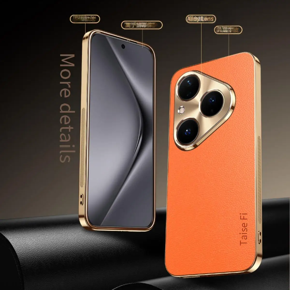 Luxury Vegan Leather Phone Case with Electroplated Edge and Shockproof Back Cover