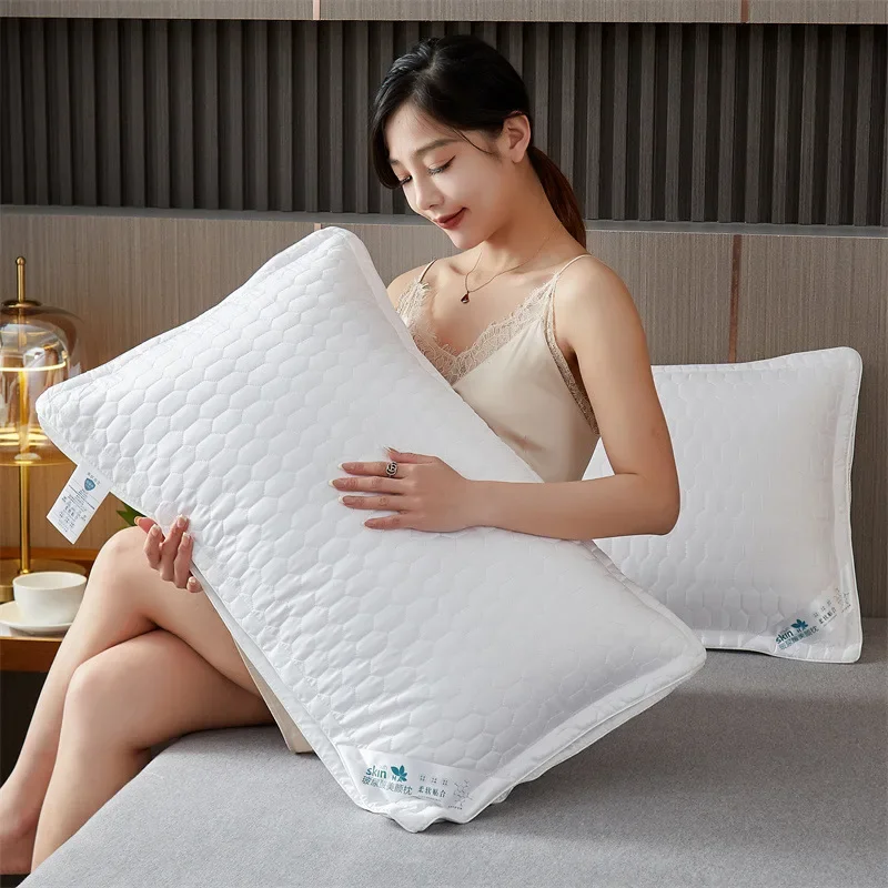 High Pillow Five-star Hotel Quality Cotton Pillow Core Pure Cotton White Pillow Wide Side Three-dimensional Bed 48x74cm 2