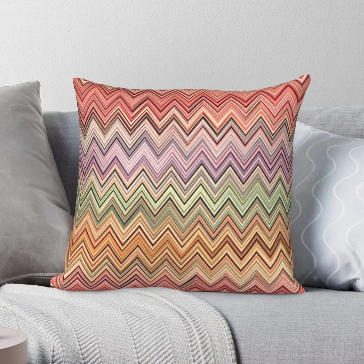 Zig Zag Multicolor Home Decor Federa Quadrata Poliestere Lino Velluto Creativo Zip Decor Federa Per Cuscino Fodera Per Cuscino Per La Casa
