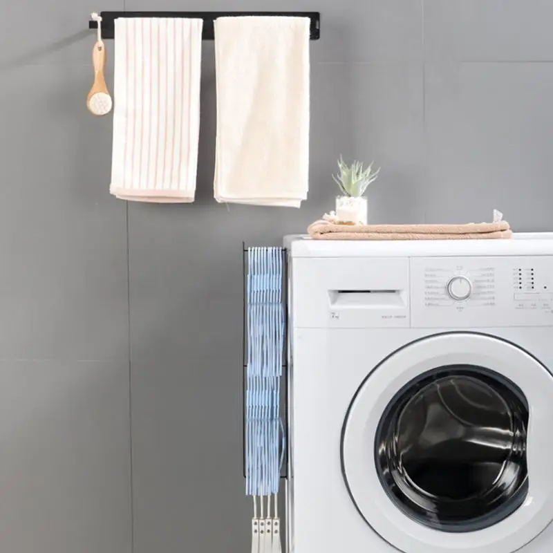 Clothes Hanger Holder Punch-Free Wall-Mounted Hanger Organizers and Storage Magnetic Absorption Wardrobe Balcony Clothes Hanger 6