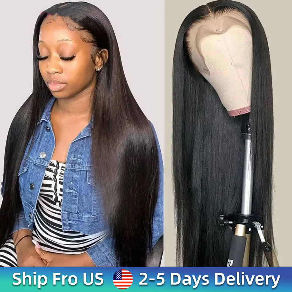 40 Inch Straight Human Hair Wigs 13x5 Transparent Lace Frontal Wig 200% Density Brazilian Remy Human Hair Wig Lace Frontal Wig
