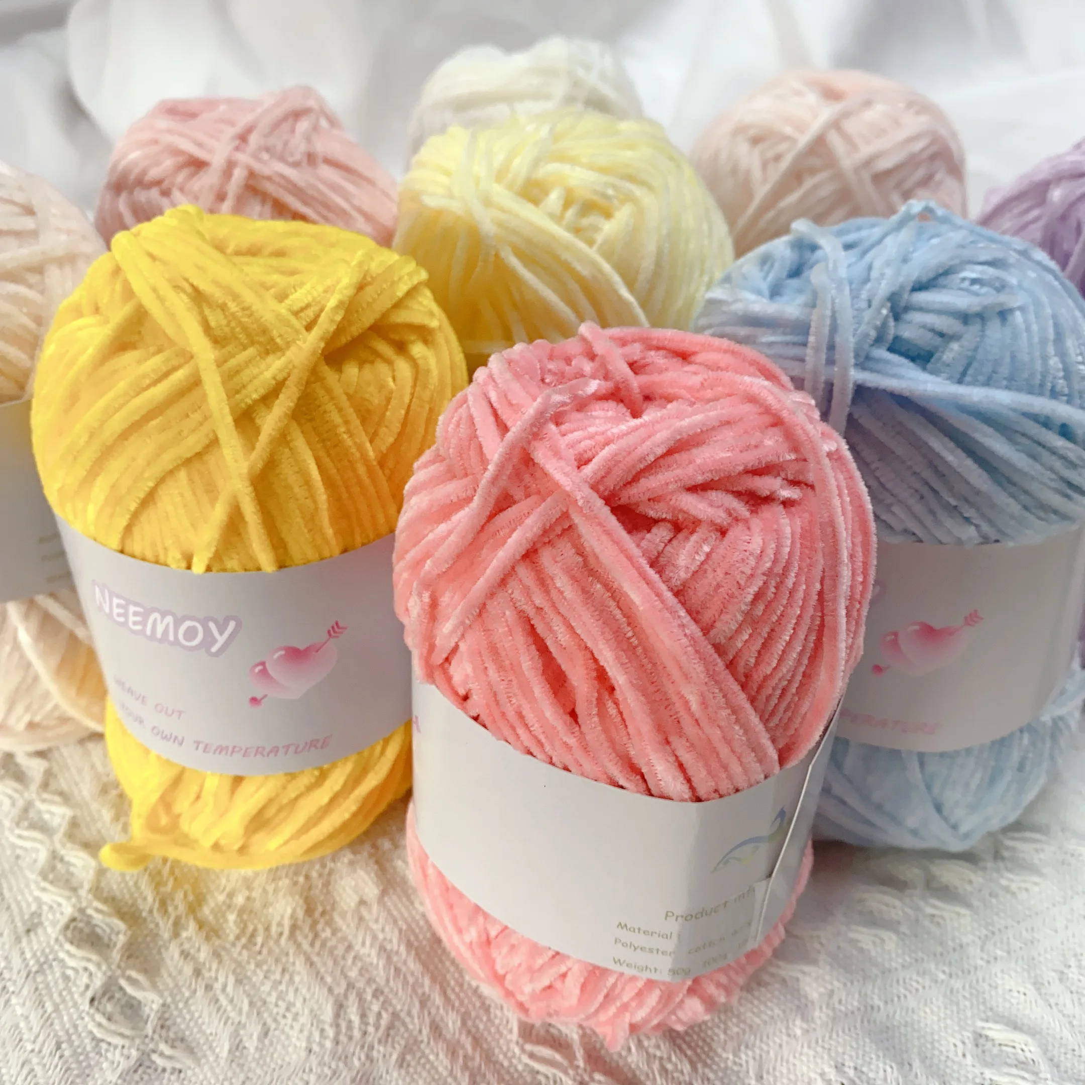 40g Pile Yarn Soft Chenille Yarn for Knitting Velvet Texturized Knitted Crochet Yarn Warm Line