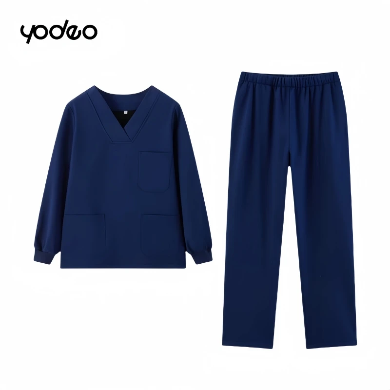 S-4XL Winter adding velvet thickening long sleeved brushing hand clothes Four sided elastic material velvet hand washing clothes