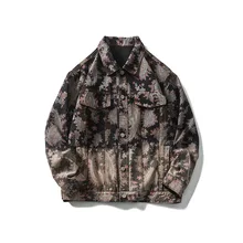 

Jacket Men Printed Zipper Coat Autumn Loose Casual Retro Cool Hip Hop Style Outwear Streetwear Jackets for Men