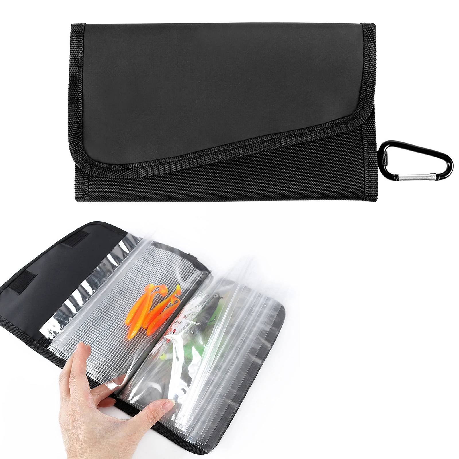 Fishing Lure Storage Wallet Waterproof Bait Bag Fishing Tackle Bag with  Carabiner Soft Bait Case - AliExpress