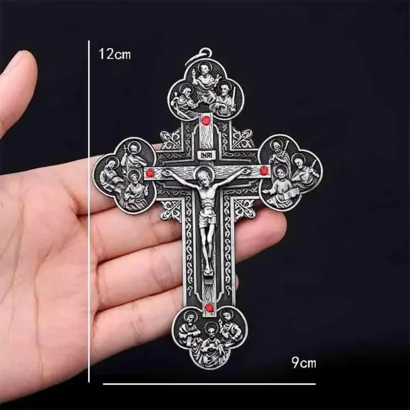 Religious Crucifix Christian Jewelry Cross Pendant Saint Benedict Cross Pattern Pendant Necklace 120*90mm pectoral cross necklace christ pendant