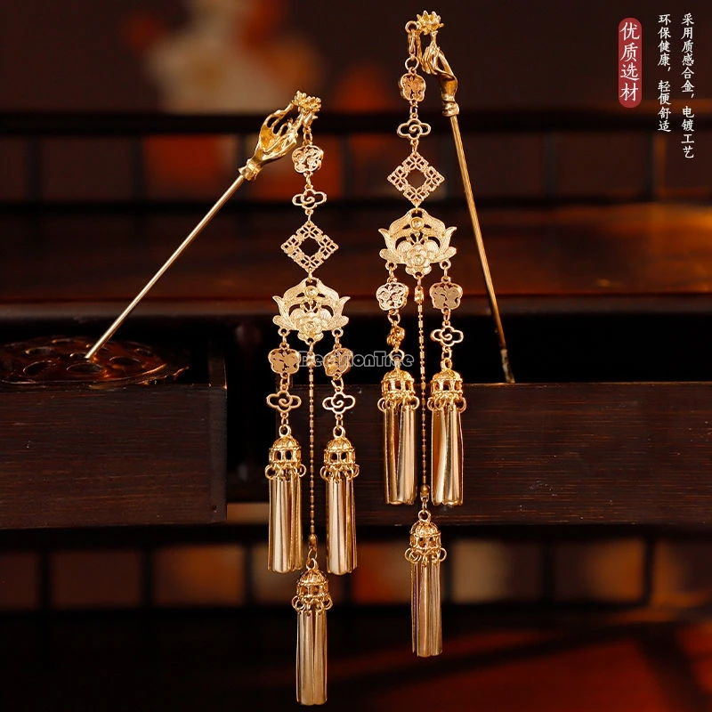 Chinese Ancient Style Headwear Headpiece Long Tassel Hairpin Ming Hairpin Hanfu Accessories