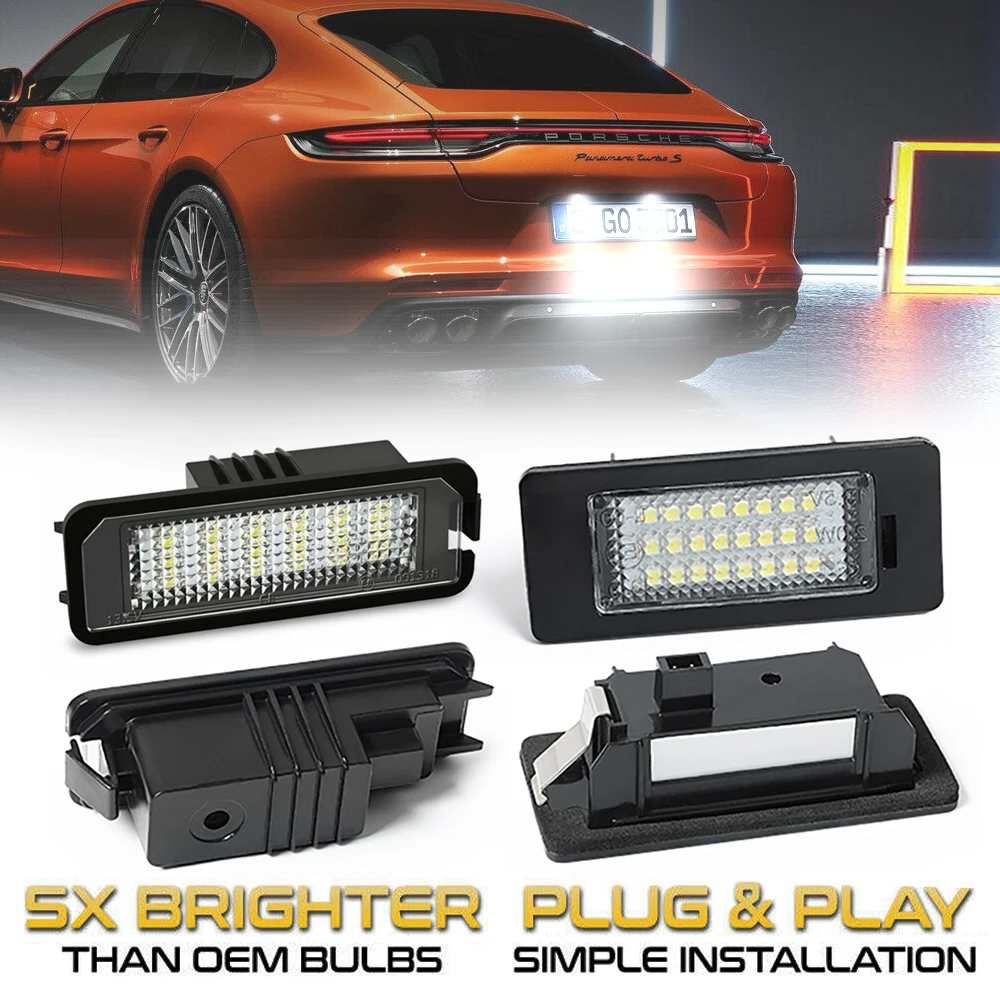 

For Porsche Boxster Cayman Carrera Cayenne Panamera 987/997/958 Macan Error Free White Led Number License Plate Light Kits Lamps